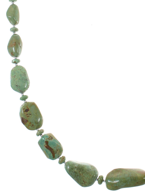 Native American Sterling Silver Kingman Turquoise Bead Necklace AX85154